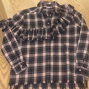 ASOS Black and Pink Plaid Button Down Shirt